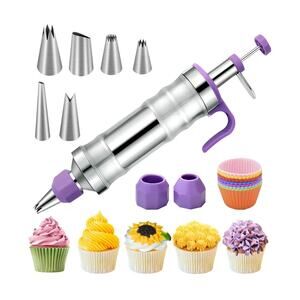 Dessert Decorating Set, Piping Cake Tool, 6 Tips, 2 Couplers, 9 Silicone Cups